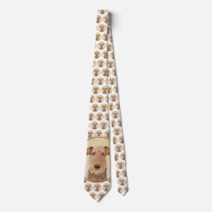 Airedale Terrier Painting - Cute Original Art Tie