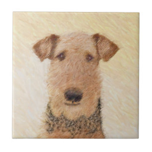 Airedale Terrier Painting - Cute Original Art Tile