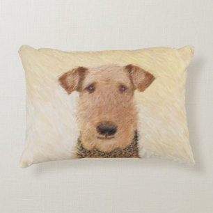 Airedale Terrier Painting - Cute Original Dog Art Decorative Cushion