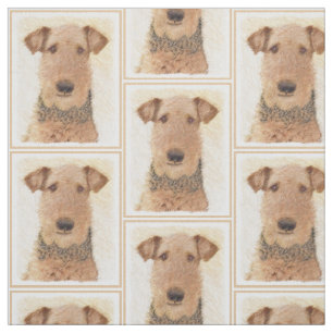 Airedale Terrier Painting - Cute Original Dog Art Fabric
