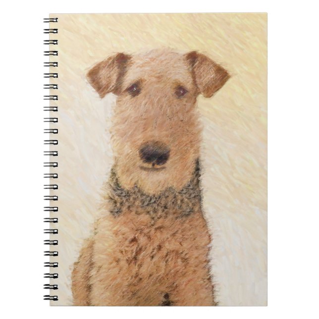 Airedale Terrier Painting - Cute Original Dog Art Notebook (Front)