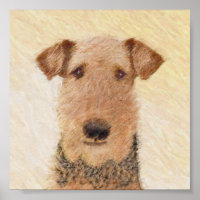 Airedale Terrier Painting - Cute Original Dog Art