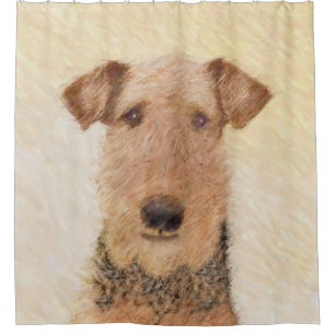 Airedale Terrier Painting - Cute Original Dog Art Shower Curtain