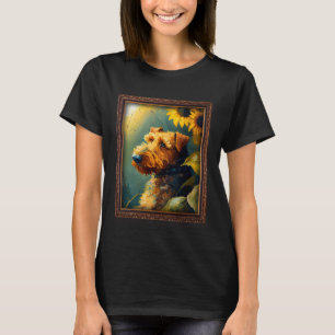 Airedale Terrier Painting Sunflower Flower Mom Wom T-Shirt