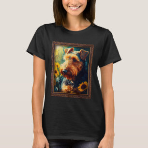 Airedale Terrier Painting Sunflower Flower Mum Wom T-Shirt
