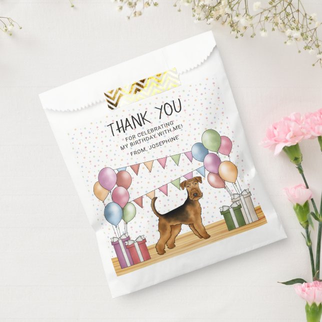 Airedale Terrier Pastel Colours Birthday Thank You Favour Bags (Sealed)