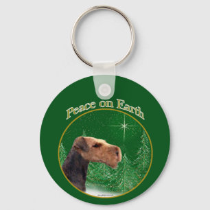 Airedale Terrier Peace Key Ring