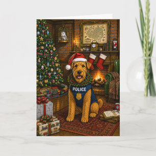 Airedale Terrier Police Holiday Card