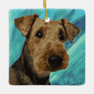 Airedale Terrier Portrait Ceramic Ornament