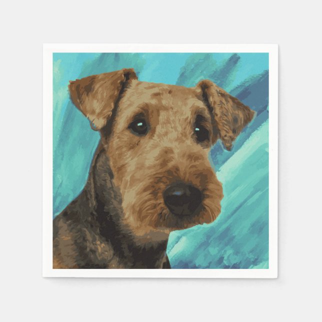 Airedale Terrier Portrait Napkin (Front)