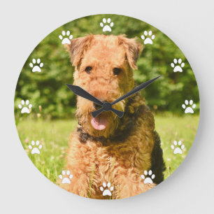 Airedale Terrier Puppy Dog Large Clock