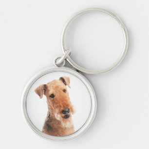 Airedale Terrier Puppy Dog Premium Silver Keychain
