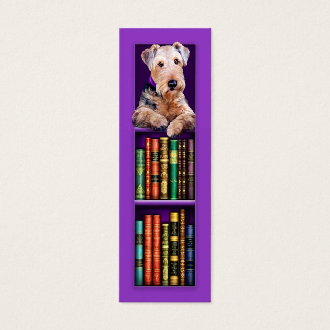 Airedale Terrier Purple Bookmark (Front)