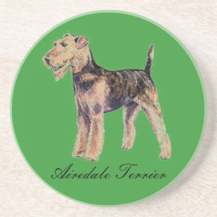Airedale Terrier Sandstone Coaster