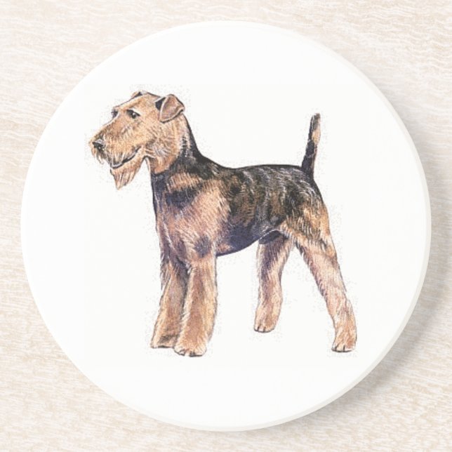 Airedale Terrier Sandstone Coaster (Front)
