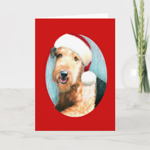 Airedale Terrier Santa - Customised Holiday Card