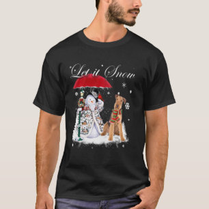 Airedale Terrier Santa Dog Christmas Snowman Xmas T-Shirt