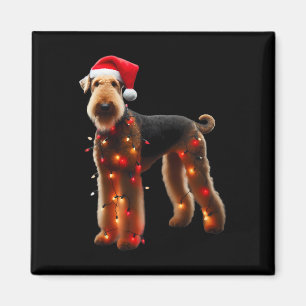 Airedale Terrier Santa Hat Christmas Lights Dog Ow Magnet