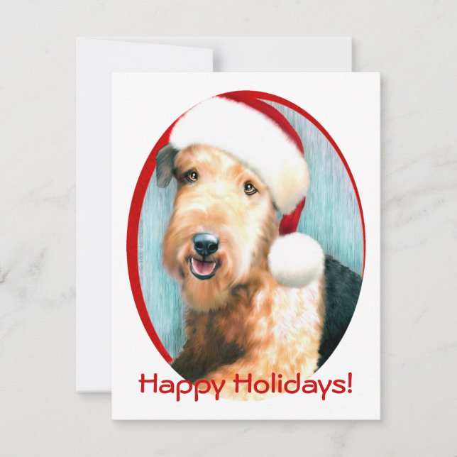 Airedale Terrier Santa Invitation (Front)