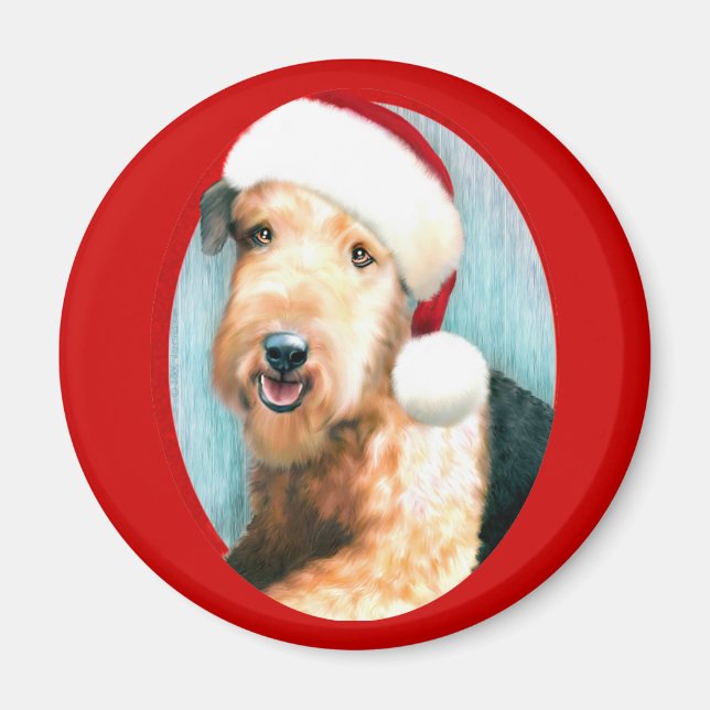 Airedale Terrier Santa Magnet (Front)