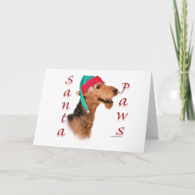 Airedale Terrier Santa Paws Holiday Card (Front)