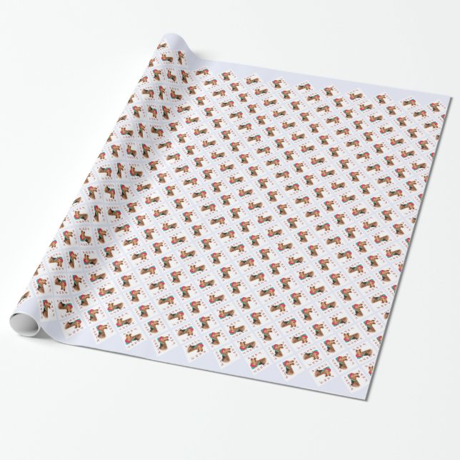 Airedale Terrier Santa Paws Wrapping Paper (Unrolled)