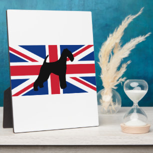 airedale terrier silhouette flag plaque