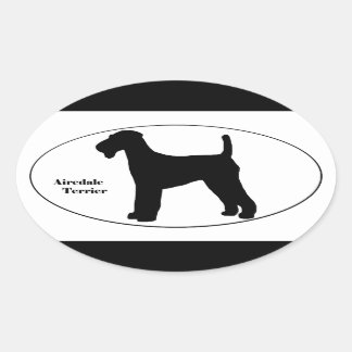 Airedale Terrier SIlhouette Oval Sticker