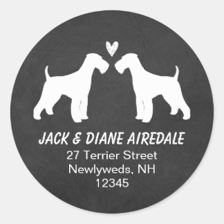 Airedale Terrier Silhouettes Return Address Classic Round Sticker