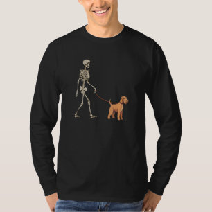 Airedale Terrier Skeleton Dog Walking Halloween Do T-Shirt