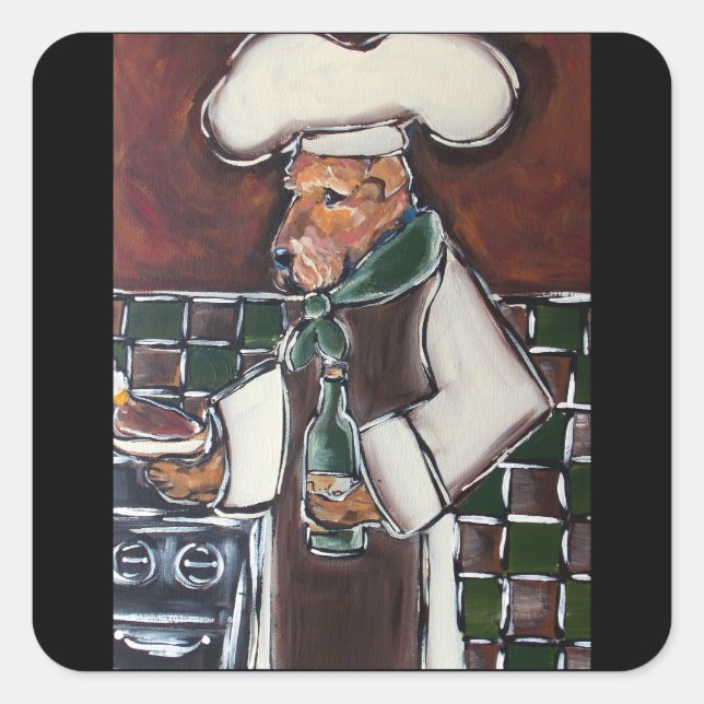 AIREDALE TERRIER  SQUARE STICKER (Front)