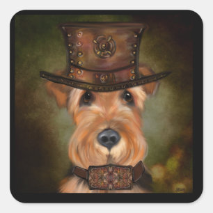 AIREDALE TERRIER SQUARE STICKER