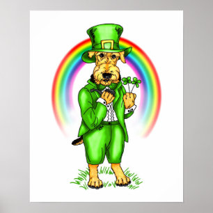 Airedale Terrier St. Patrick's Day Leprechaun Poster