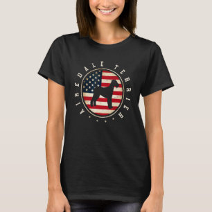 Airedale Terrier Usa Flag 4th July Dog Mum Dad T-Shirt