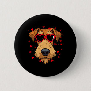 Airedale Terrier Valentine Heart Cute Dog Lovers 6 Cm Round Badge
