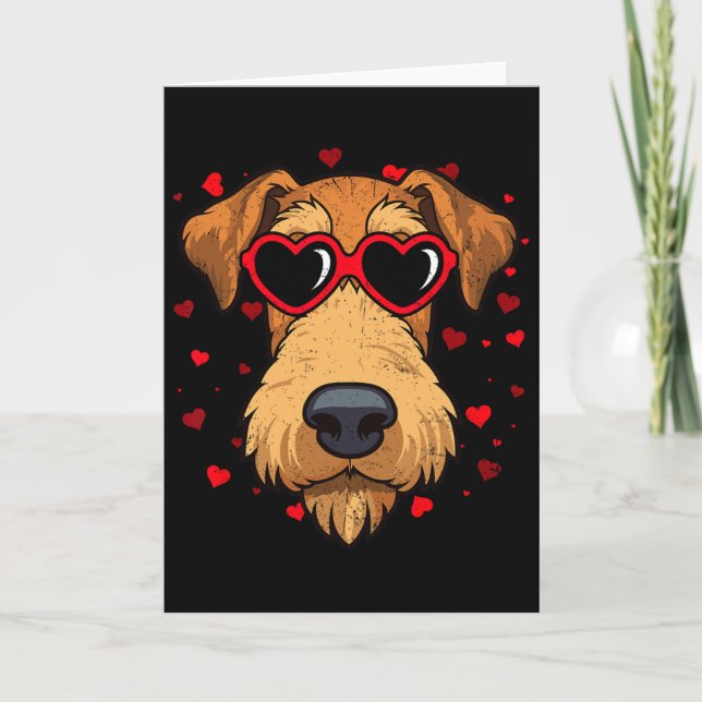 Airedale Terrier Valentine Heart Cute Dog Lovers  Card (Front)