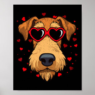 Airedale Terrier Valentine Heart Cute Dog Lovers  Poster