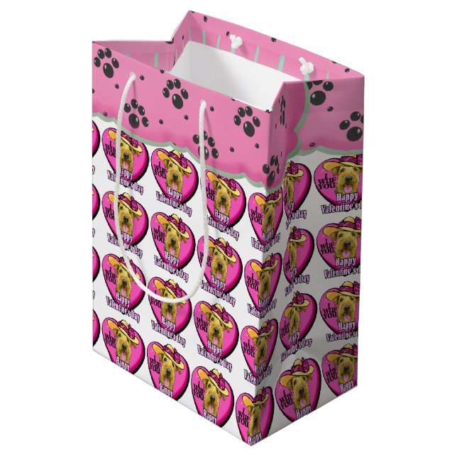 Airedale Terrier Valentine's Day Medium Gift Bag (Back Angled)