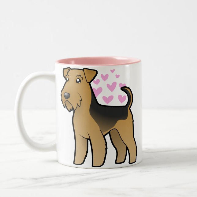 Airedale Terrier / Welsh Terrier Love Two-Tone Coffee Mug (Left)