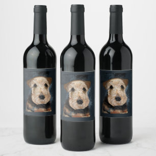 AIREDALE TERRIER WINE LABEL