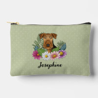 Airedale Terrier With Colourful  Flowers And Name