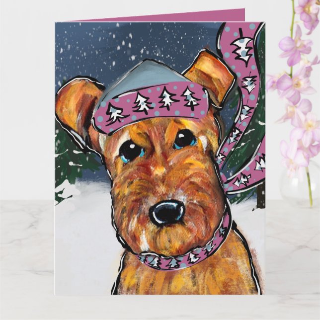 Airedale Terriers Card (Orchid)