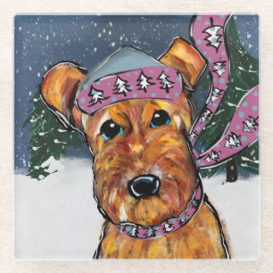Airedale Terriers Glass Coaster