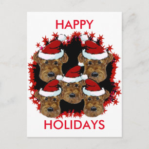AIREDALE TERRIERS HOLIDAY POSTCARD