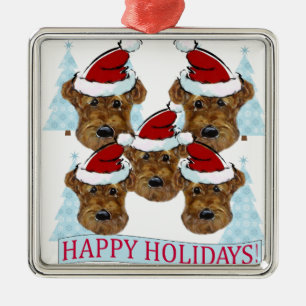 AIREDALE TERRIERS METAL TREE DECORATION