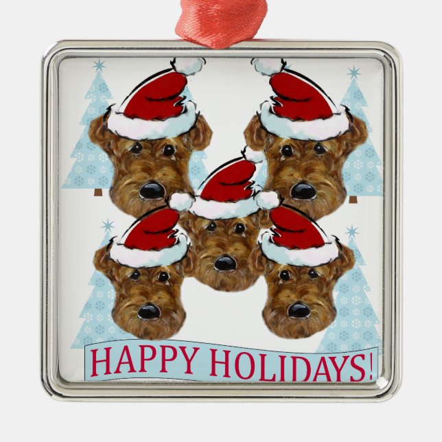 AIREDALE TERRIERS METAL TREE DECORATION (Front)