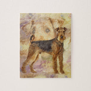 Airedale Terriers Mixed Media Digital art Jigsaw Puzzle
