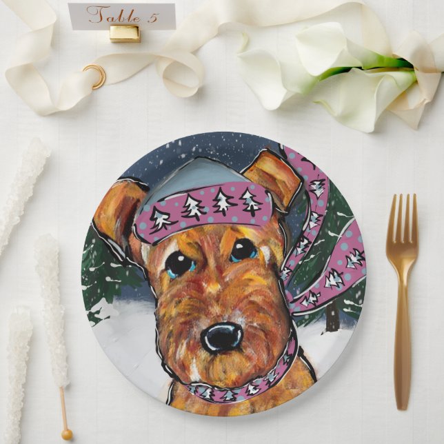 Airedale Terriers Paper Plate (Wedding)