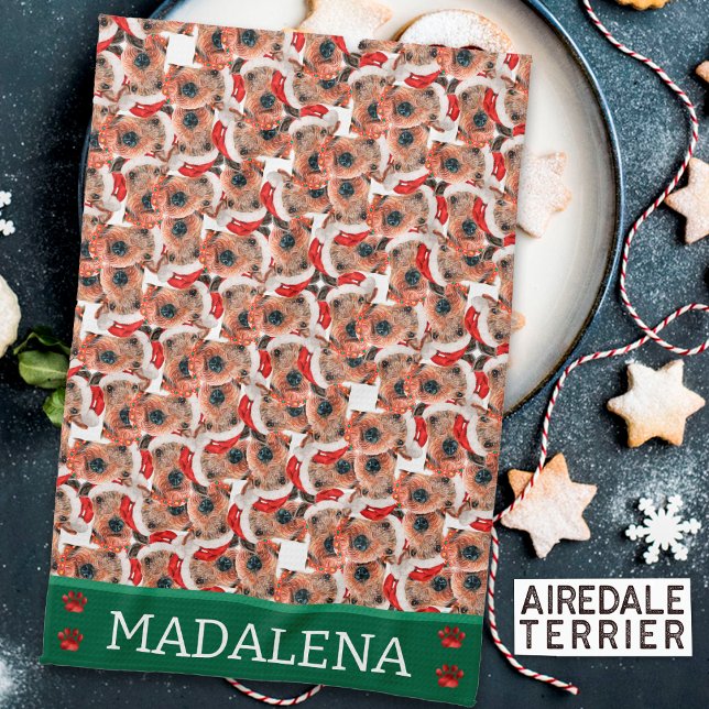 Airedale Terrrier Christmas Dog Tea Towel (Creator Uploaded)