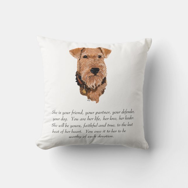 Airedale, Welsh, Lakeland Terrier Keepsake Cushion (Front)
